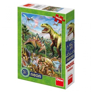 PUZZLE Svět dinosaurů 100XL dílků neon