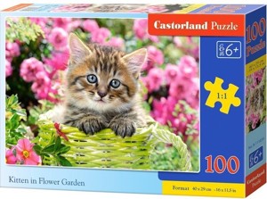 Puzzle Castorland 100 dílků premium - Kotě v zelen