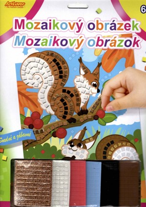 3D mozaikový obrázek - Veverky (20x29cm)