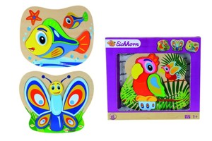 SIMBA Dřevěné puzzle 2D zvířátka, 3 druhy DOPRODEJ