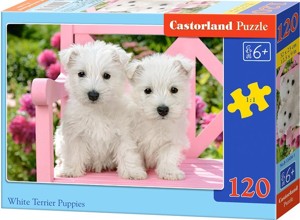 Puzzle CASTORLAND 120 dílků-Štěňata bílého teriera