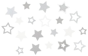 Hvězda dřevěná šedá a bílá 2,5 cm 12 ks + 3,5 cm 1