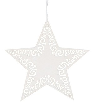 Dřevěná hvězda na zavěšení 8 cm, bílá