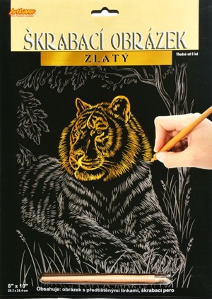Škrabací obrázek zlatý - Tygr