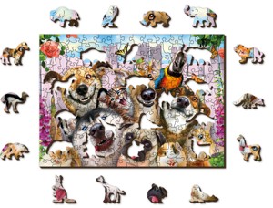 Dřevěné Puzzle Crazy Pets M 25,4 x 18,2 cm