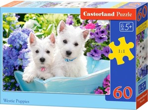 Puzzle CASTORLAND - 60 dílků - Bílá štěňátka