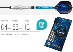 Šipky Harrows soft  Blaze - Style A - 16g R