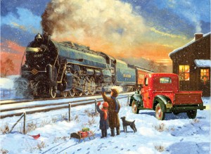 Malování podle čísel 40x32cm - Parní vlak v zimě