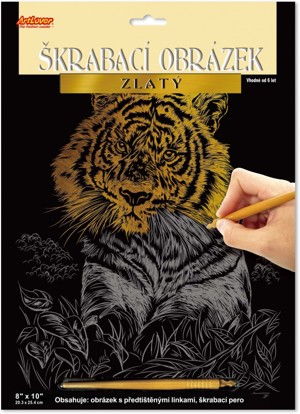 Škrabací obrázek zlatý - Tygr